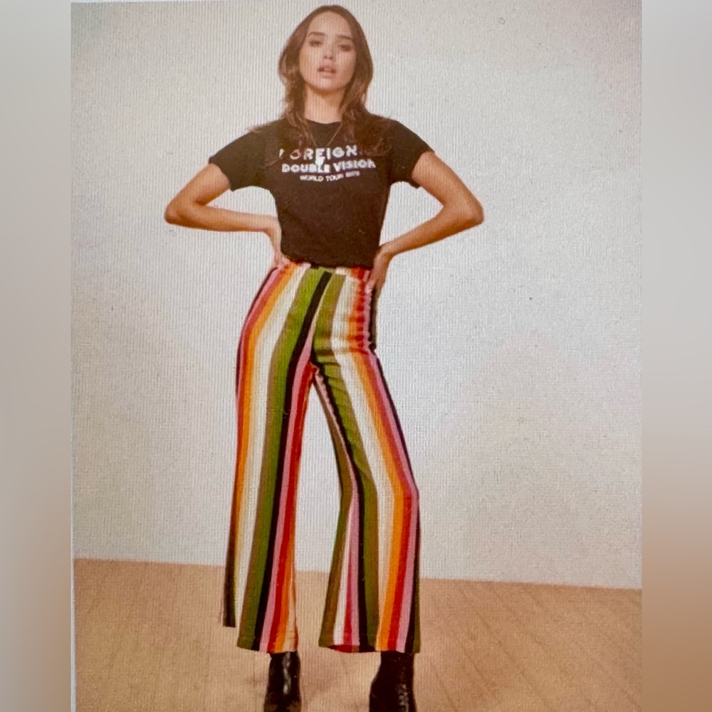 Reformation Clare Rainbow Wide Leg Pant
